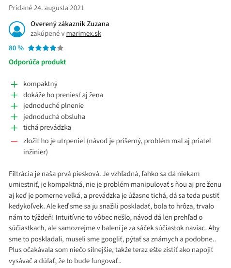 Recenzie a skúsenosti s pieskovou bazénovou filtráciou Marimex 10604268 ProStar Plus 4