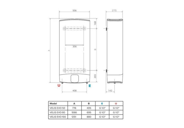 Ariston Velis Evo 100 rozměry