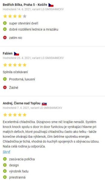 Recenzie a skúsenosti s americkou chladničkou LG GMX844MCKV na Alza