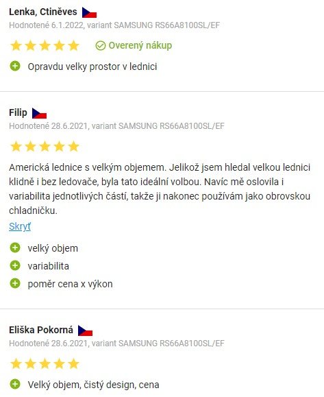 Recenzie a skúsenosti s americkou chladničkou Samsung RS66A8100SL na Alza