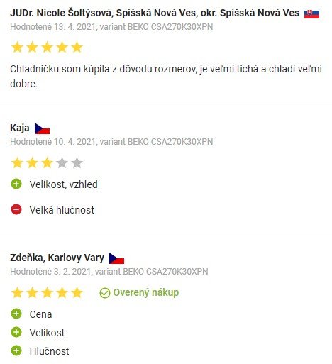 Recenzie a skúsenosti s chladničkou Beko CSA 270K30CPN na Alza