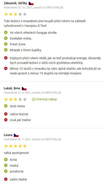 Recenzie a skúsenosti s chladničkou LG GBP31SWLZN na Alza