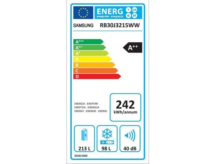 Samsung RB30J3215WW energetický štítok