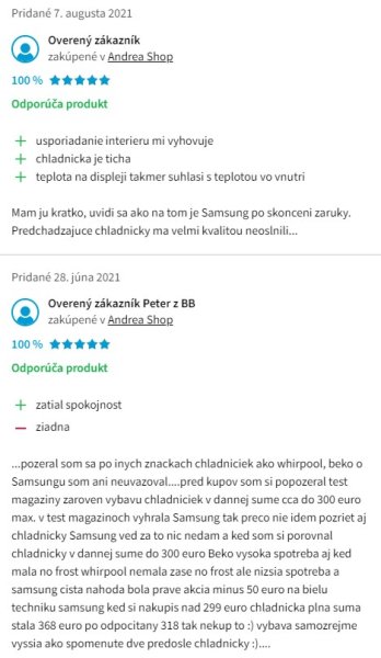 Recenzie a skúsenosti s chladničkou Samsung RB30J3215WW