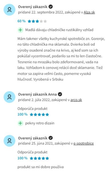 Recenzie a skúsenosti s retro chladničkou Gorenje NRK6202CLI