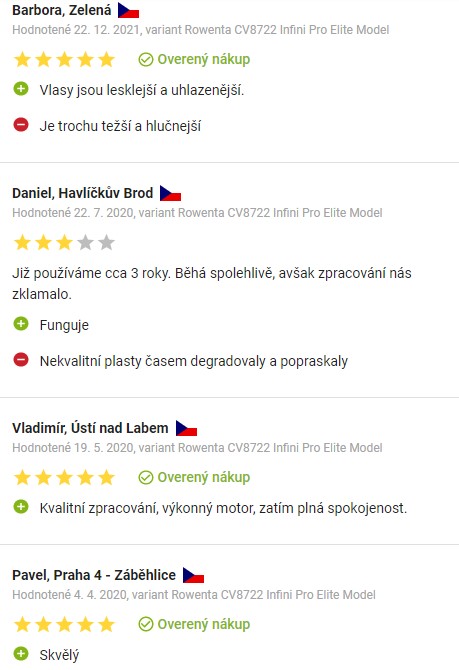 Recenze a zkušenosti s fénem na vlasy Rowenta CV8722 na Alze