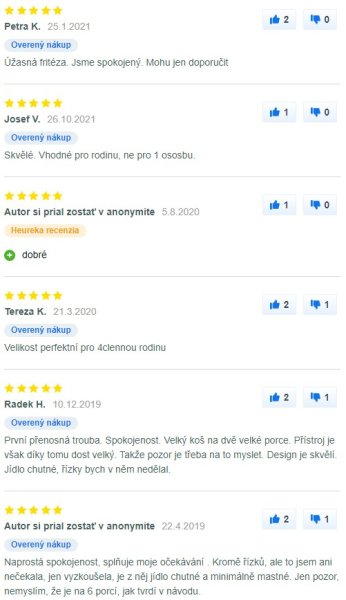 Recenzie a skúsenosti s teplovzdušnou fritézou Tefal EY 201815 na Mall