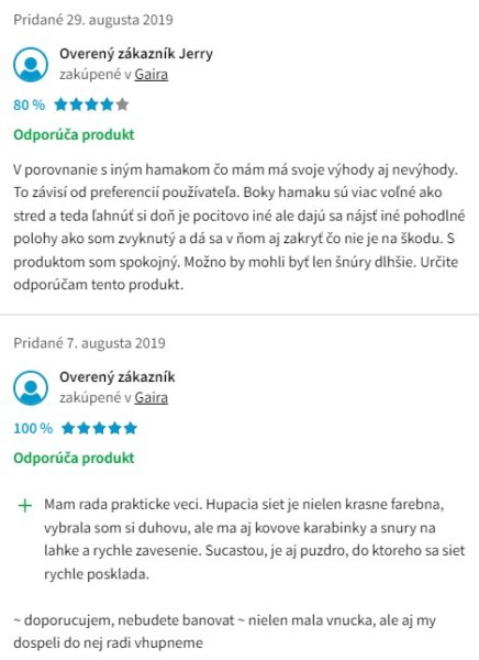 Recenzie a skúsenosti s hamakom Gaira Taganga