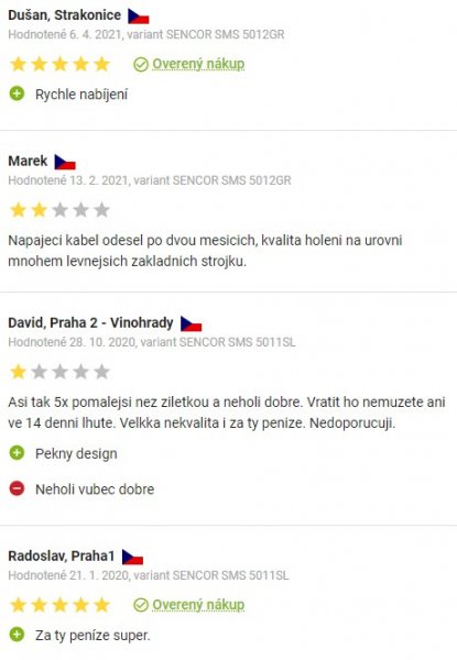 Recenzie a skúsenosti s holiacim strojčekom Sencor SMS 5013RD na Alze