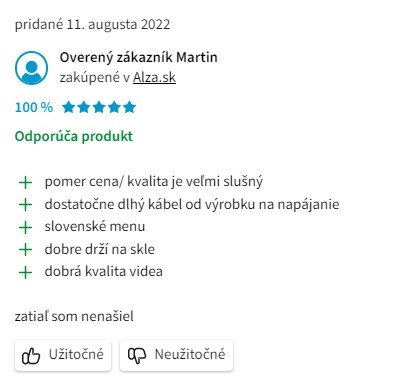 Recenzie a skúsenosti s kamerou do auta Navitel AR250 NV