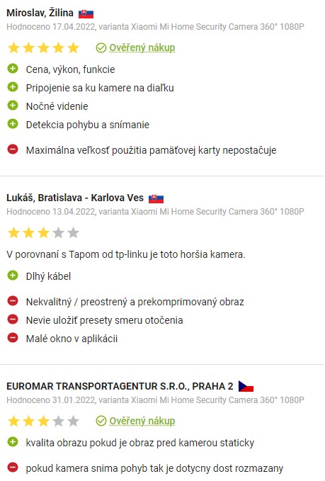 Recenze a zkušenosti s IP kamerou Xiaomi Mi Home Security Camera 360° 1080P na Alze