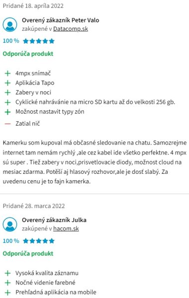 Recenzie a skúsenosti s kamerou na dom TP-Link Tapo C320WS