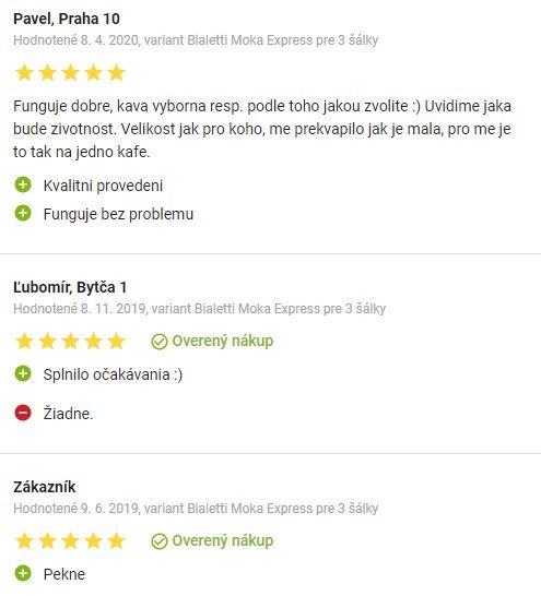 Recenzie a skúsenosti s moka kávovarom Bialetti Moka Express 3 na Alza