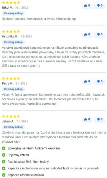 Recenzie a skúsenosti s pákovým kávovarom Sage BES 875 BSS na Mall