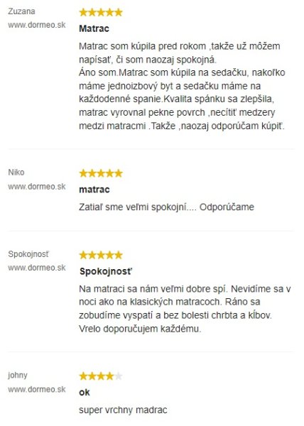 Recenzie a skúsenosti s doplnkovým matracom Dormeo