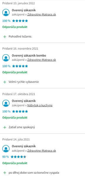 Recenzie a skúsenosti s matracom Benab Fyzio Plus