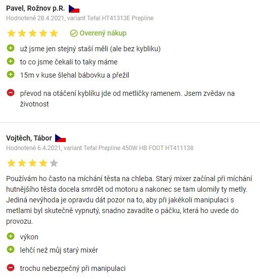 Recenzie a skúsenosti s ručným mixérom Tefal Prepline HT411138 na Alza