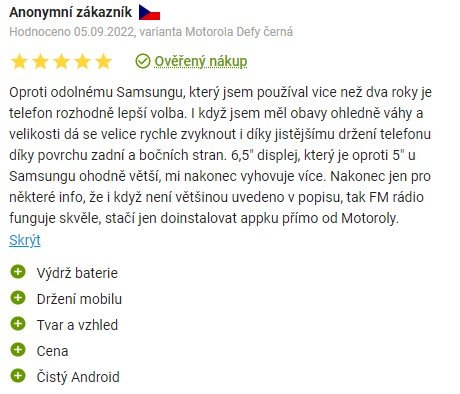 Recenzie a skúsenosti s mobilným telefónom Motorola Defy