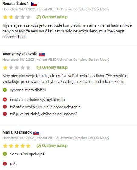 Recenzie a skúsenosti s mopom Vileda Ultramax set box na Alza