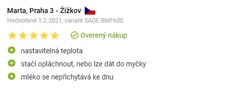 Recenze a zkušenosti s napěňovačem mléka Sage BMF600 na Alze