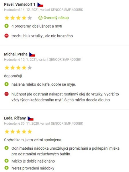 Recenzie a skúsenosti s napeňovačom mlieka Sencor SMF 4000BK na Alza