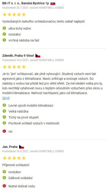 Recenzie a skúsenosti s ochladzovačom vzduchu Honeywell ES800l Alza