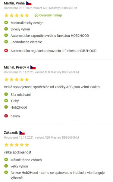 Recenzie a skúsenosti s komínovým digestorom AEG DBB5660HM na Alza