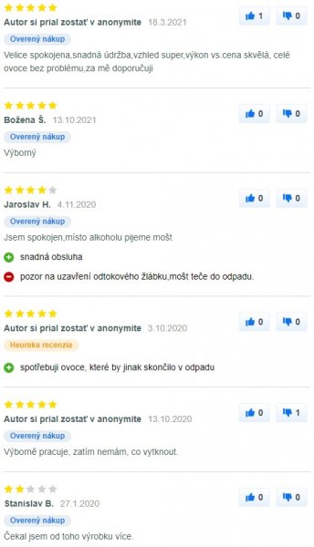 Recenzie a skúsenosti s odšťavovačom Concept LO7027 Mall