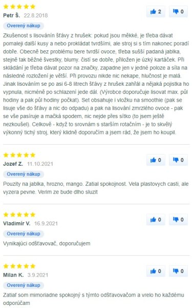 Recenzie a skúsenosti s odšťavovačom Concept LO 7065 na Mall