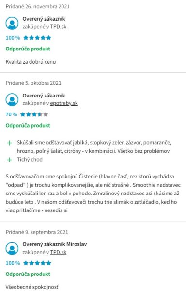 Recenzie a skúsenosti s odšťavovačom Concept LO 7065