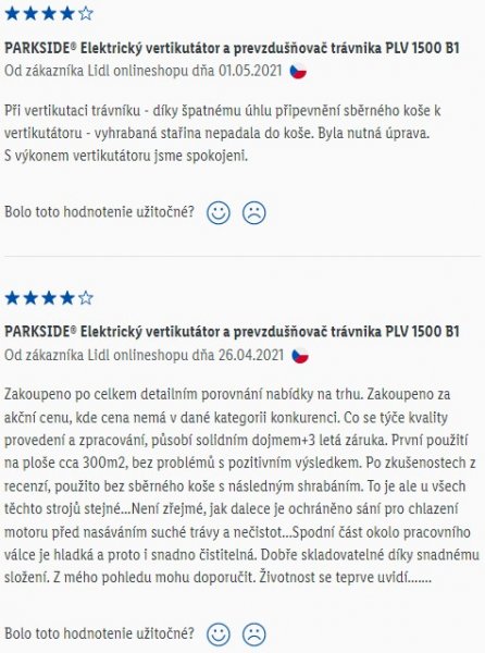 Recenzie a skúsenosti s Parkside elektrickým vertikutátorom PLV 1500 B1