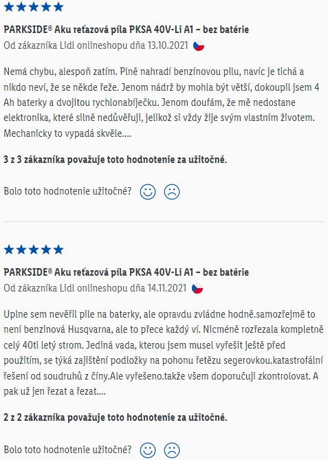 Recenzie a skúsenosti s reťazovou pílou Parkside PKSA 40 V-Li A1