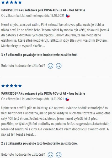 Recenzie a skúsenosti s reťazovou pílou Parkside PKSA 40 V-Li A1