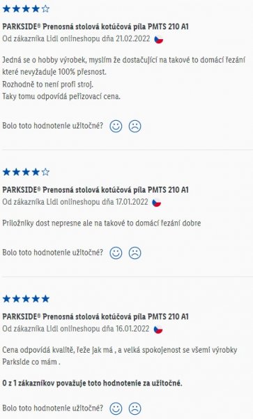 Recenzie a skúsenosti s Parkside stolovou kotúčovou pílou PMTS 210 A1