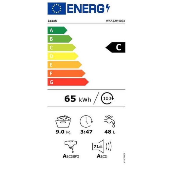 Bosch WAX32M40BY energetický štítok