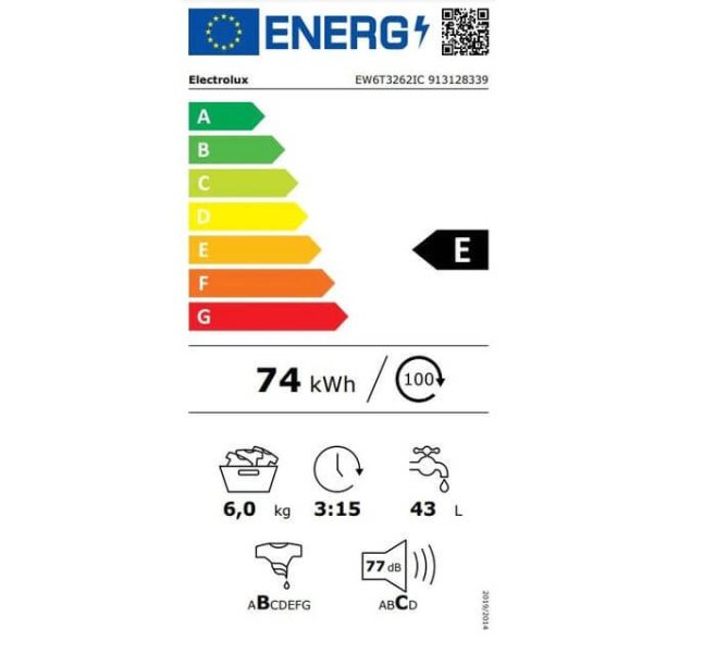 Electrolux EW6T3262IC energetický štítok