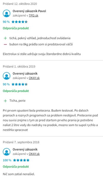 Recenzie a skúsenosti s práčkou Electrolux EW7F348SC