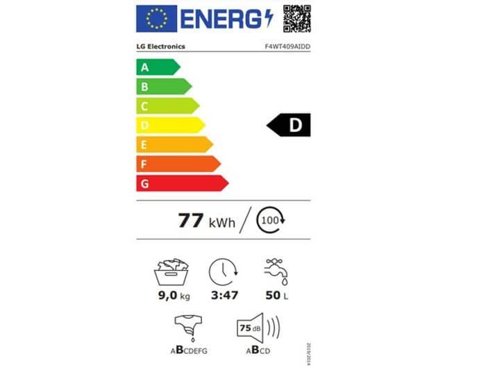 LG F4WT409AIDD energetický štítok