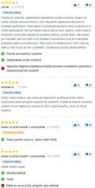 Recenzie a skúsenosti s parnou práčkou AEG L7WBG47W na Mall