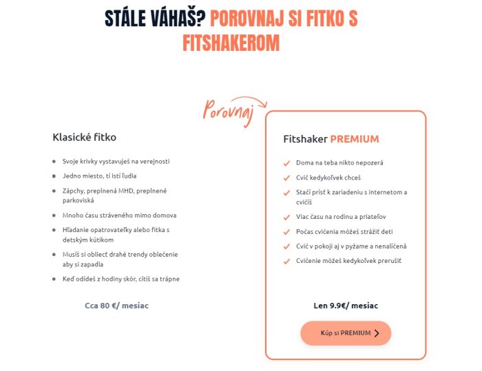 Fitshaker.sk porovnanie s fitkom