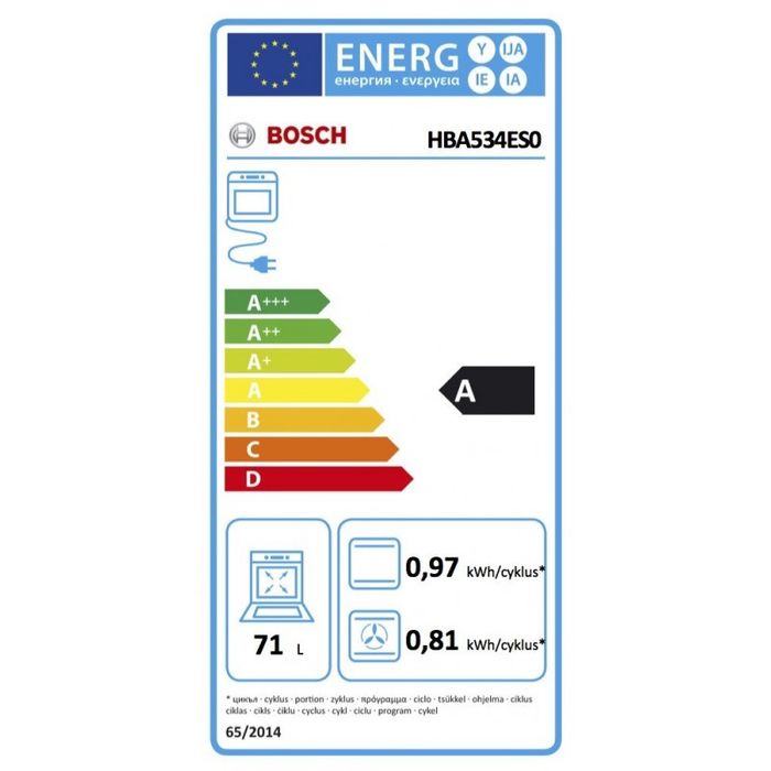 Bosch HBA534ES0 energetický štítek