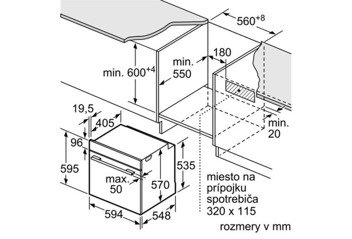 Bosch HBA534ES0 rozměry