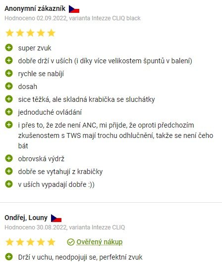 Recenzie a skúsenosti so slúchadlami Intezze Cliq