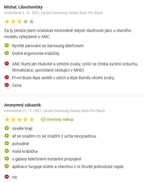 Recenzie a skúsenosti so slúchadlami Samsung Galaxy Buds Pro na Alza