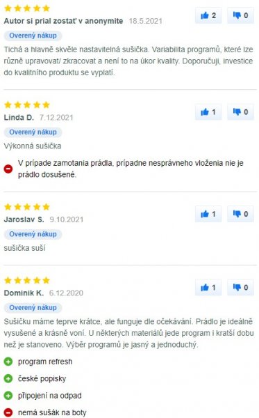 Recenzie a skúsenosti so sušičkou bielizne AEG AbsoluteCare T8DEE68SC na Mall