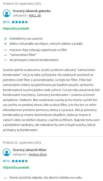 Recenzie a skúsenosti so sušičkou bielizne Bosch WTW87467CS