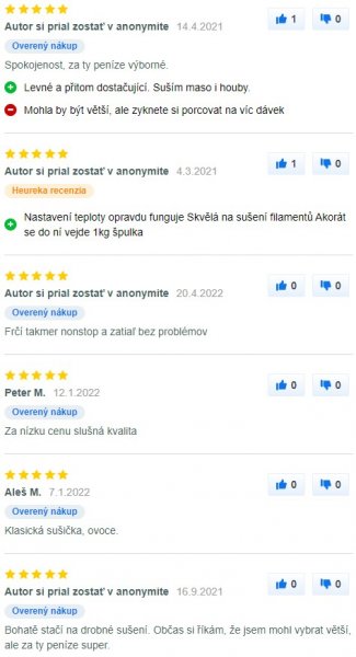 Recenzie a skúsenosti so sušičkou potravín Sencor SFD 790WH na Mall