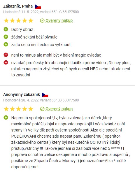 Recenze a zkušenosti s televizorem LG 65UP7500