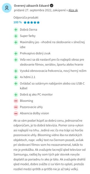 Recenzie a skúsenosti s televízorom Samsung QE55QN85B