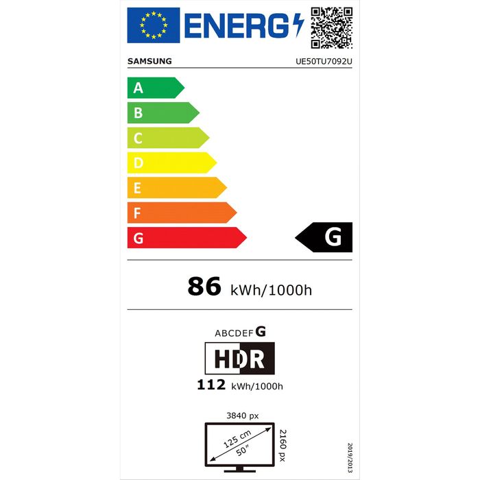 Samsung UE50TU7092 energetický štítek